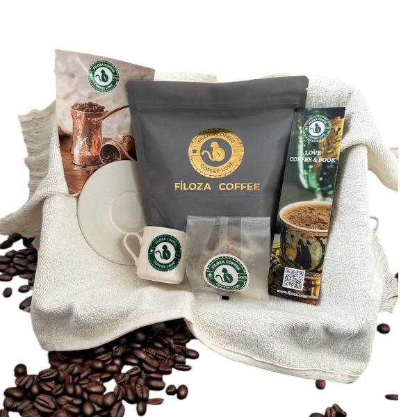 FILOZA Kaffee Geschenkset mit Espresso oder Mokka und 80ml 1x Porzellan Tassen